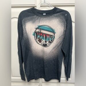 Medium long sleeve Mama shirt with western/cow print design